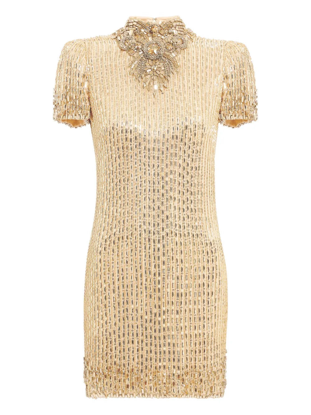 Jenny Packham Kitty Crystal Embellished Turtleneck Mini Dress
