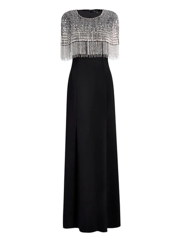 Jenny Packham Sabine Beaded Fringed Maxi Dress