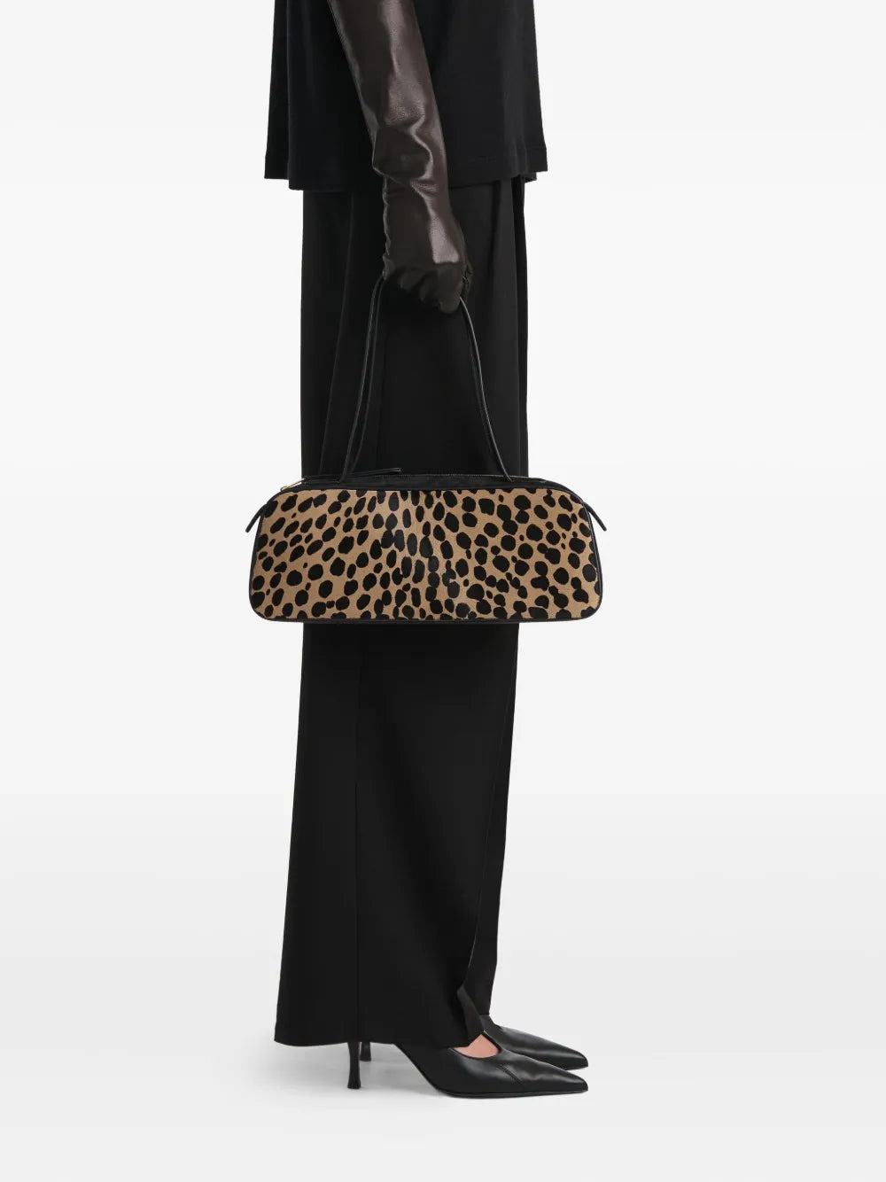 Khaite Simona Animal Print Zip Shoulder Bag