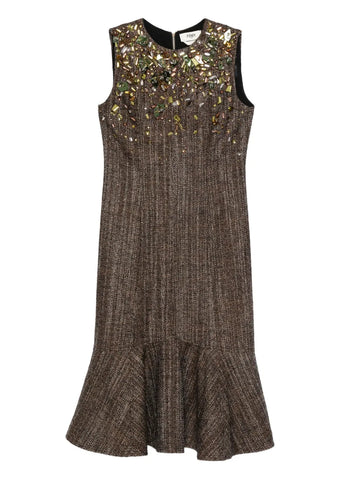 Fendi Embellished Ruffled Dress