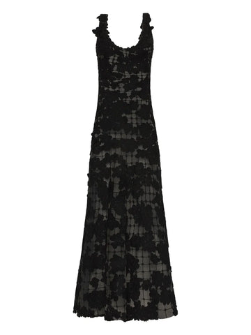 Oscar De La Renta Floral Cut Out Threadwork Gown