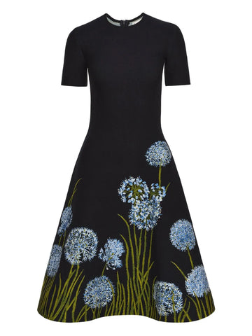 Oscar De La Renta Allium Jacquard Midi Dress