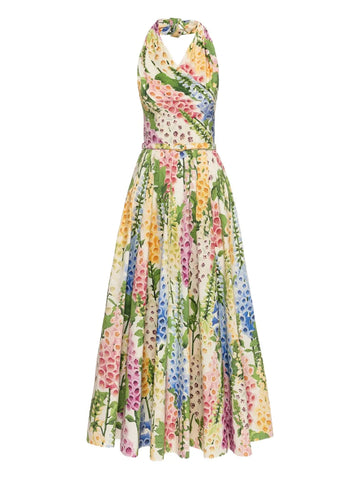 Oscar De La Renta Floral Pattern Midi Dress