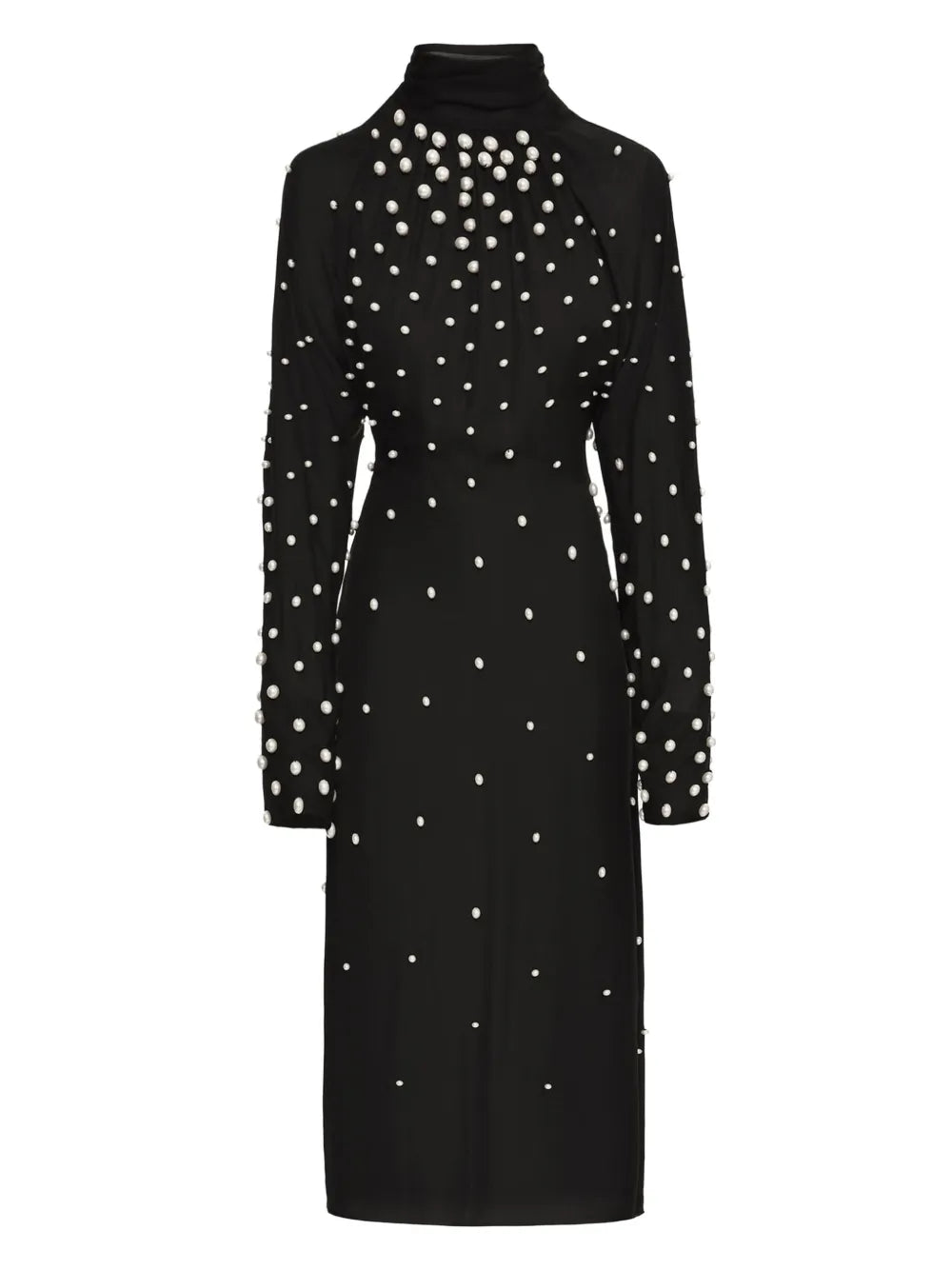 Oscar De La Renta Pearl Embellishment Georgette Midi Dress