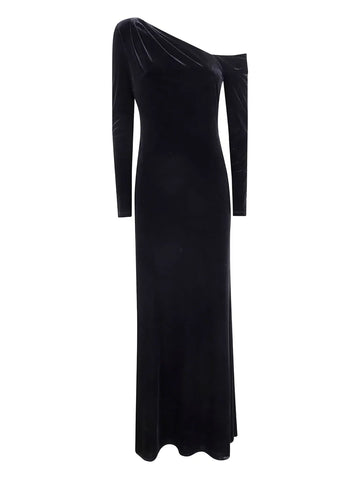 Lauren Ralph Lauren One Shoulder Velvet Dress