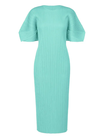 Pleats Please Issey Miyake Pleated Puff Sleeve Dress