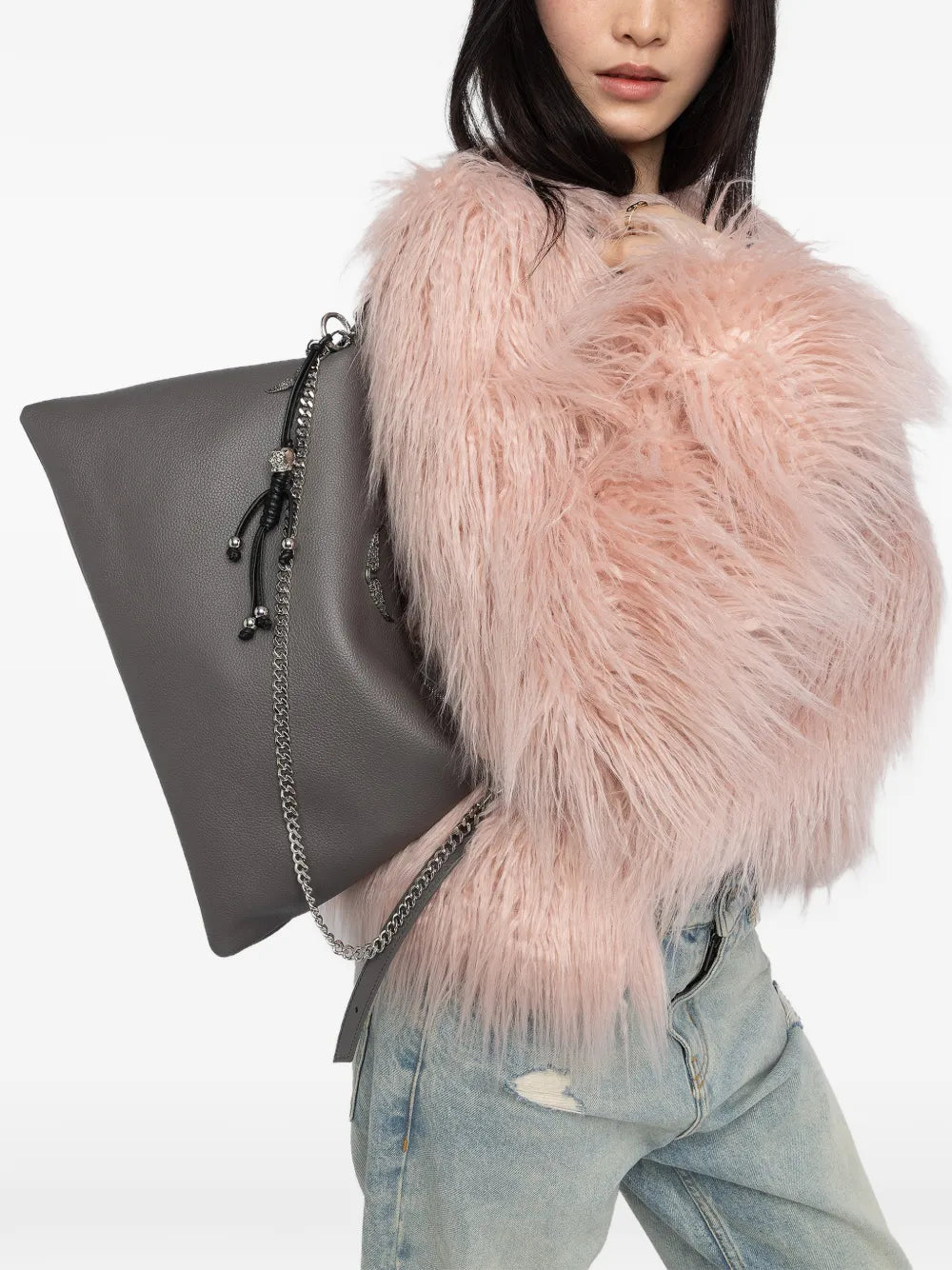 Zadigvoltaire Jim Grained Leather Shoulder Bag