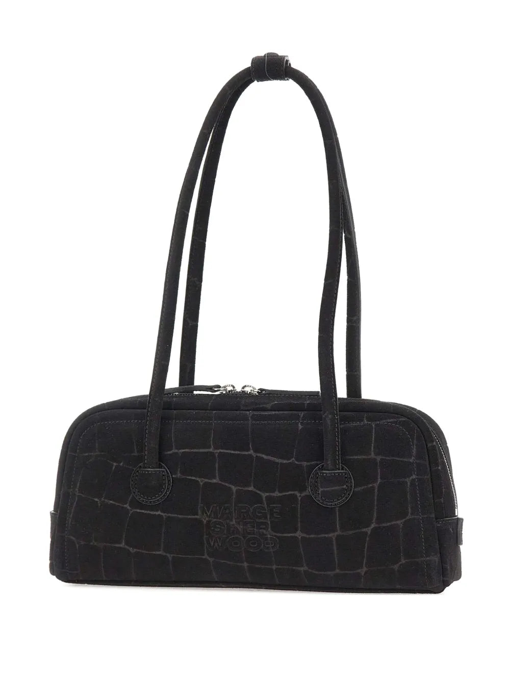 Marge Sherwood Soft Boston Croc Effect Suede Shoulder Bag