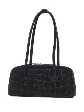 Marge Sherwood Soft Boston Croc Effect Suede Shoulder Bag