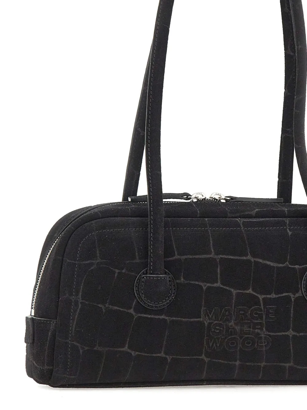 Marge Sherwood Soft Boston Croc Effect Suede Shoulder Bag
