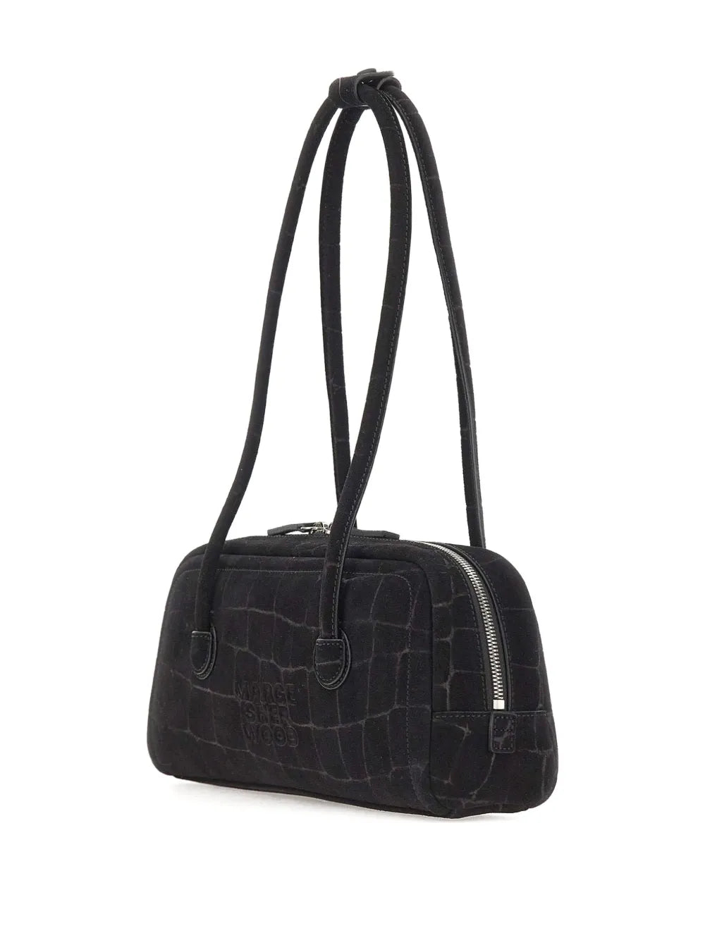 Marge Sherwood Soft Boston Croc Effect Suede Shoulder Bag