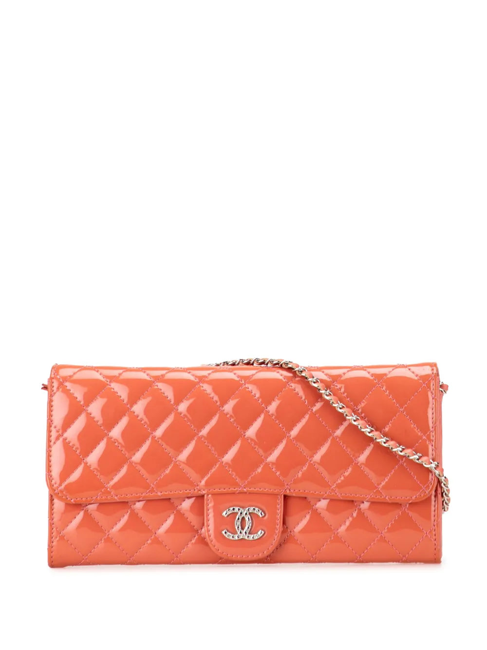 Chanel Pre Owned 2010 2011 Quilted Patent Brilliant East West Wallet On Chain Shoulder Bag