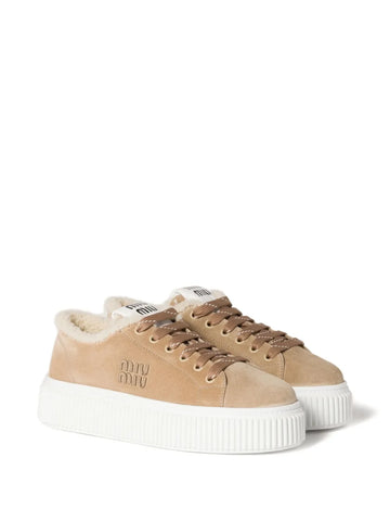 Miu Miu Logo-Embroidered Suede