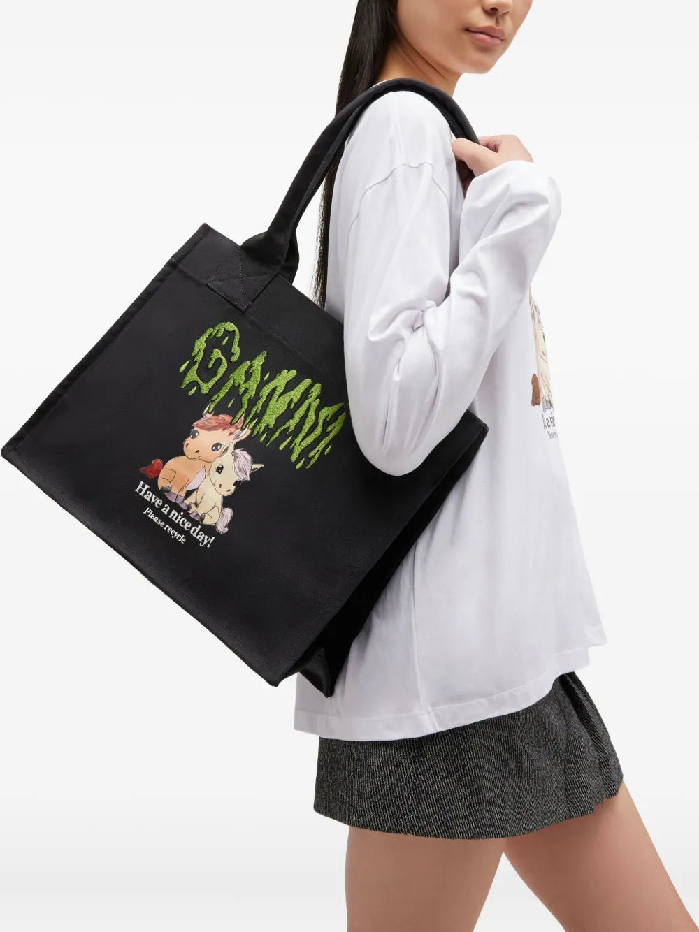 Ganni Graphic Print Shoulder Bag