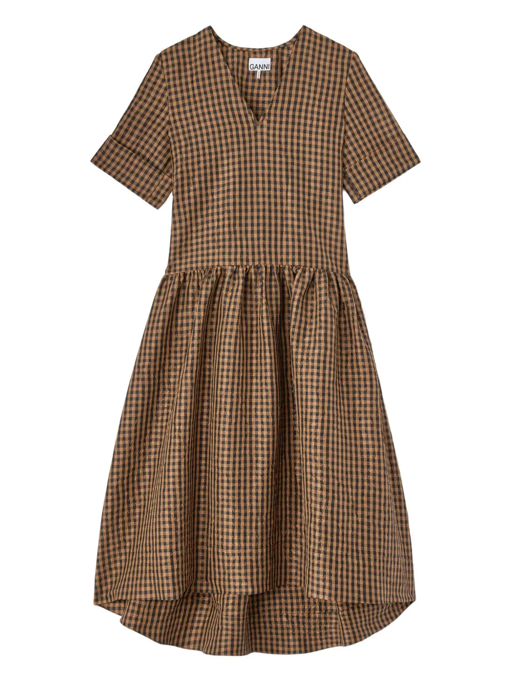 Ganni Checked V Neck Dress