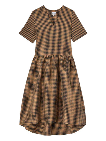 Ganni Checked V Neck Dress
