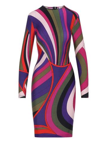 Pucci Long Sleeve Swirl Pattern Dress