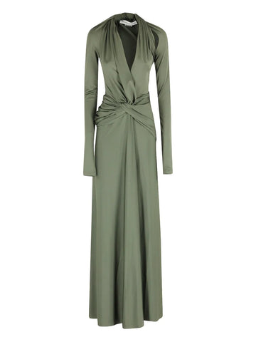Victoria Beckham Twisted Long Sleeve Gown Dress