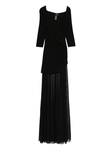 Norma Kamali Draped Design Mesh Panelled Maxi Dress