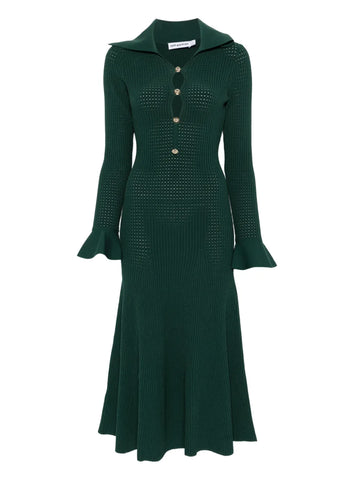 Self Portrait Collared Knitted Midi Dress
