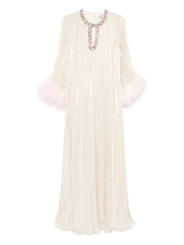 Self Portrait Feather Embellished Maxi Dress