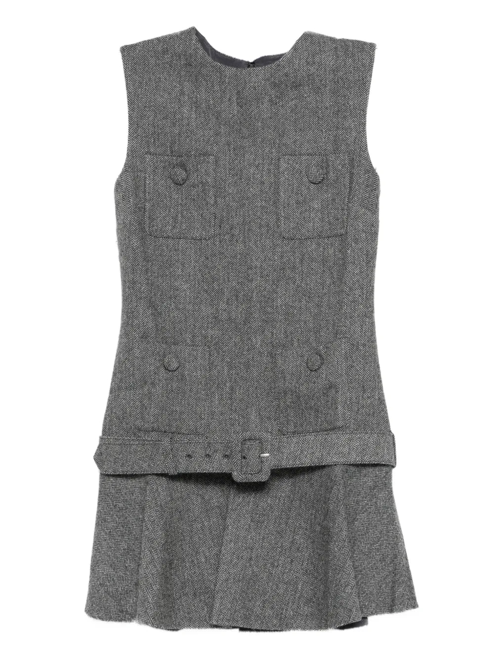 Self Portrait Herringbone Buckled Mini Dress