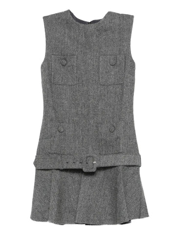 Self Portrait Herringbone Buckled Mini Dress