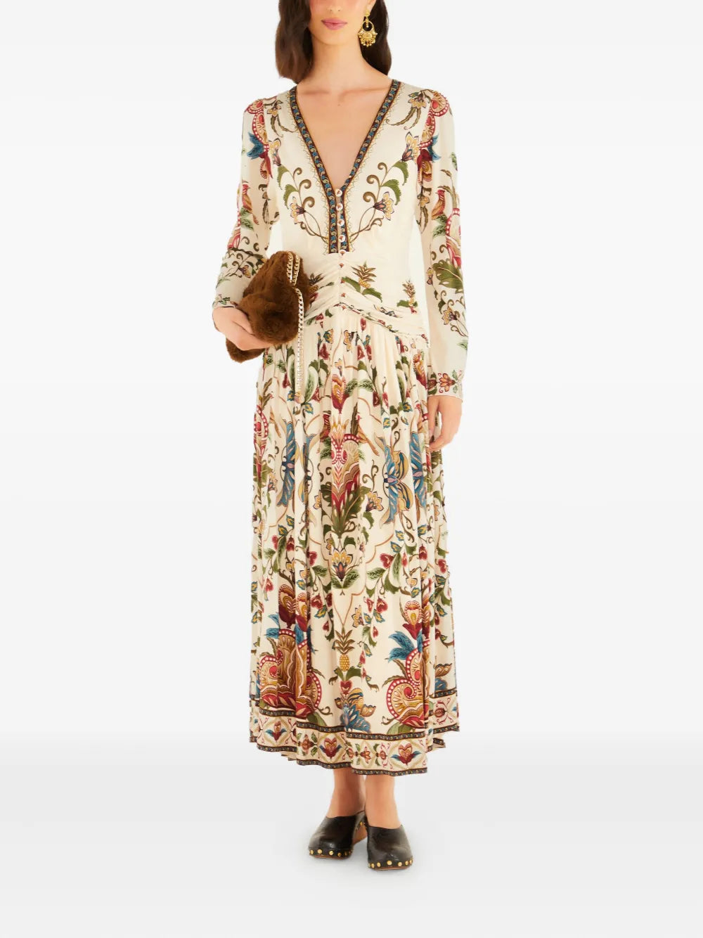 Farm Rio V Neck Floralprint Midi Dress