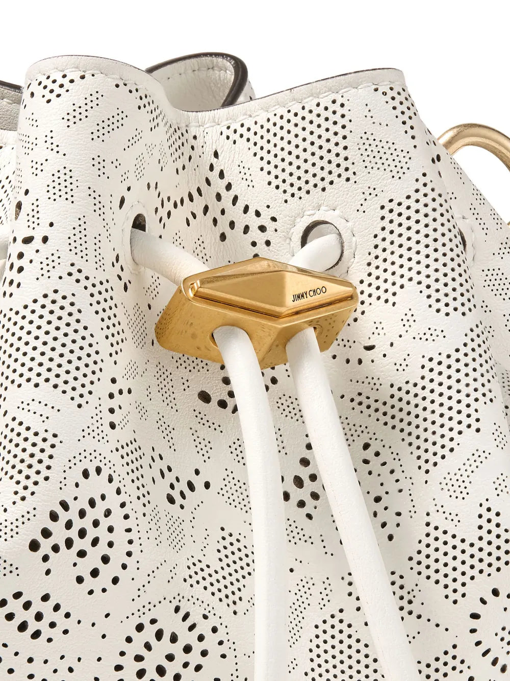Jimmy Choo Small Cinch Perforated Lace Drawstring Shoulder Bag