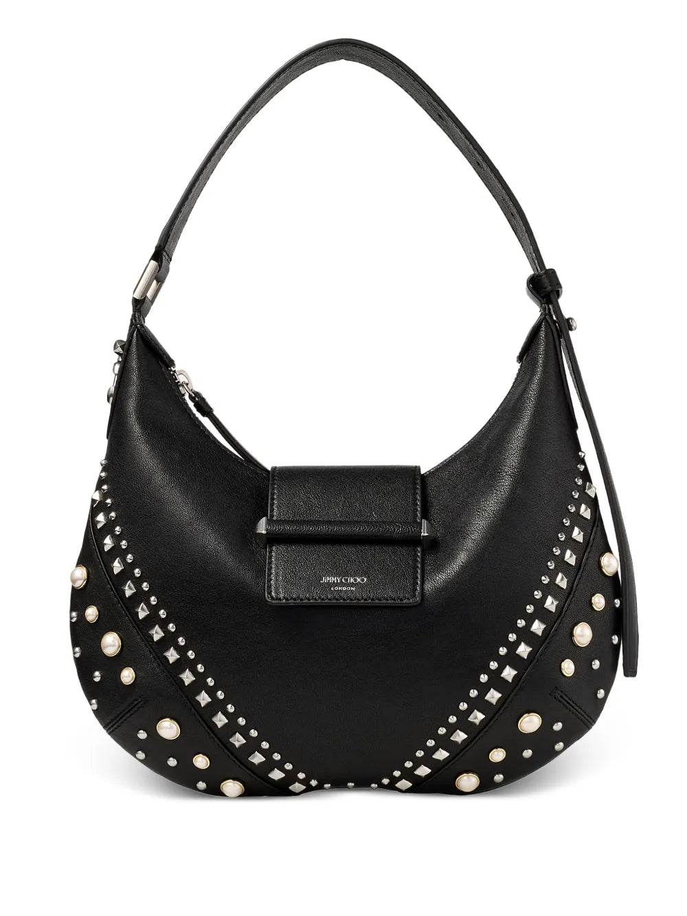 Jimmy Choo Small Bar Hobo Studded Pearl Shoulder Bag