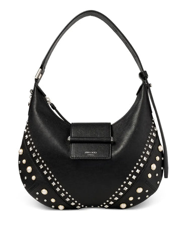 Jimmy Choo Small Bar Hobo Studded Pearl Shoulder Bag
