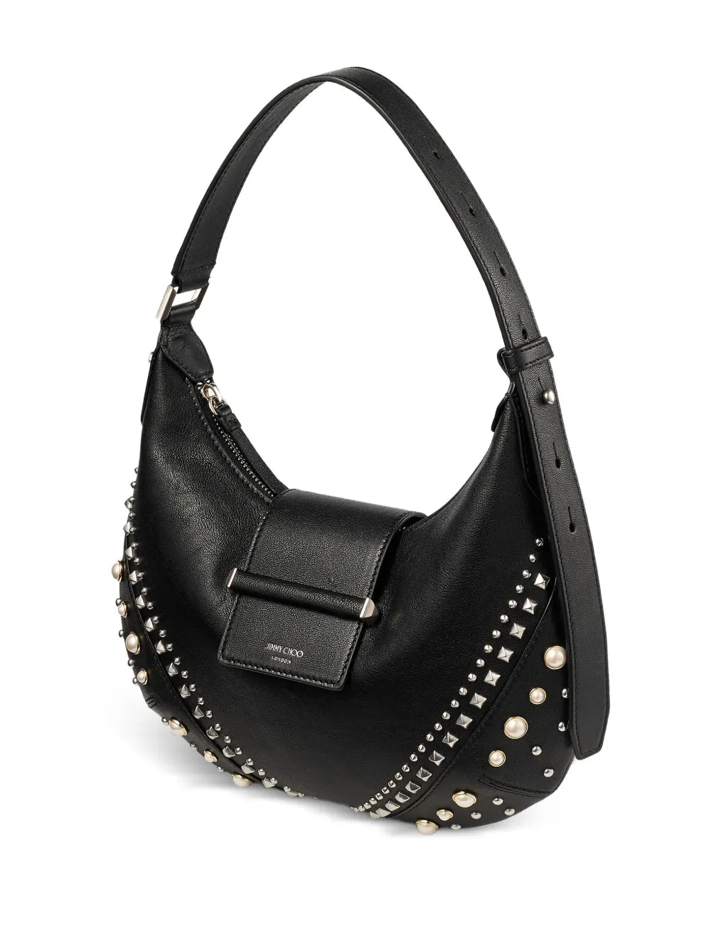 Jimmy Choo Small Bar Hobo Studded Pearl Shoulder Bag