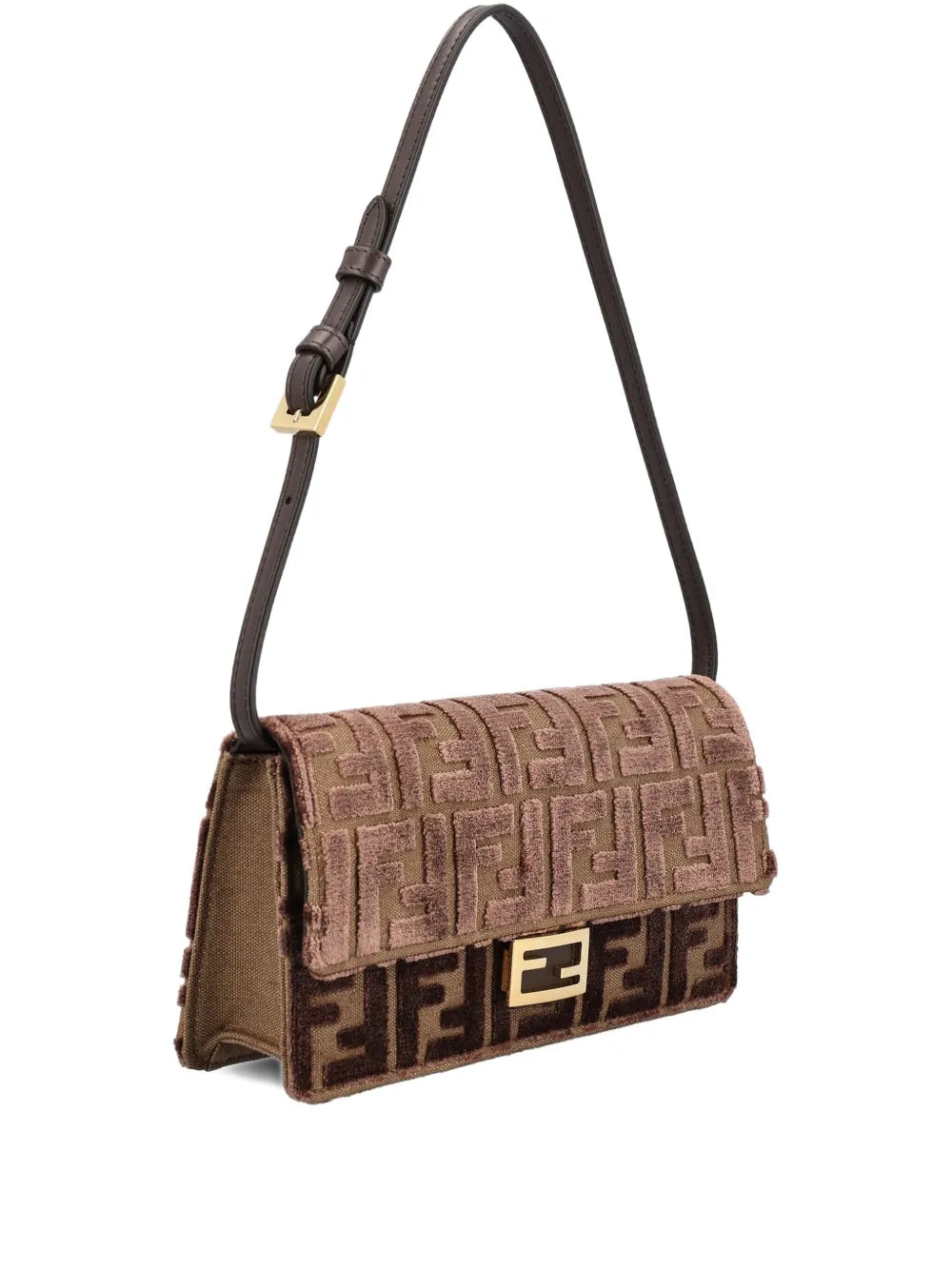 Fendi Jacquard Pattern Buckle Shoulder Bag