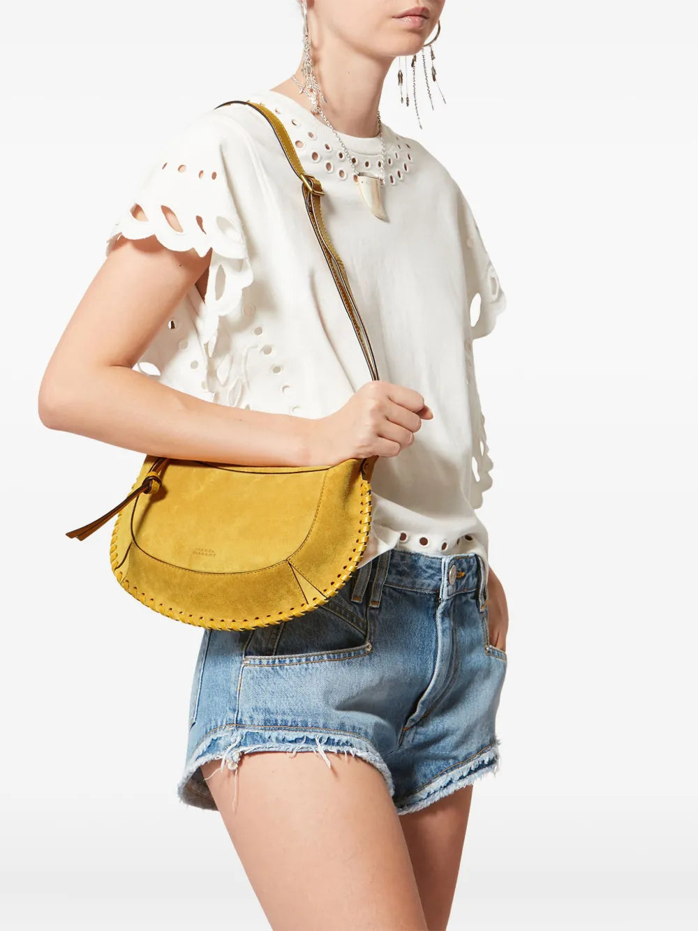 Isabel Marant Oskan Moon Leather Shoulder Bag