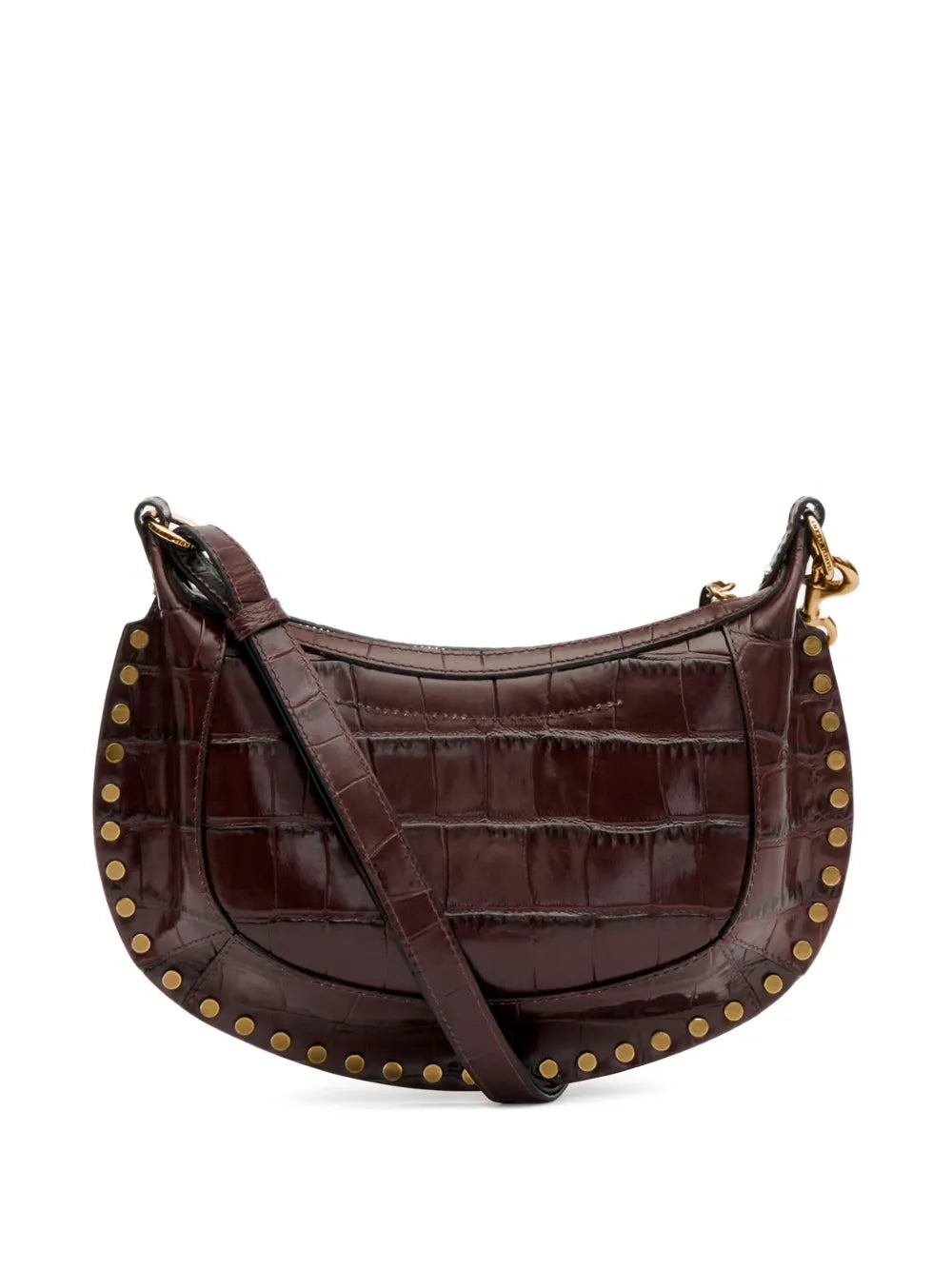 Isabel Marant Oskan Moon Studded Croc Embossed Shoulder Bag