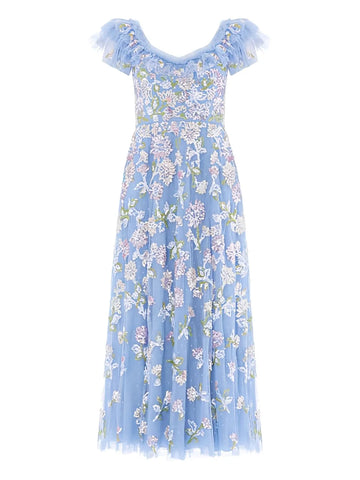 Needle Thread Sequin Ruffled Midi Dress
