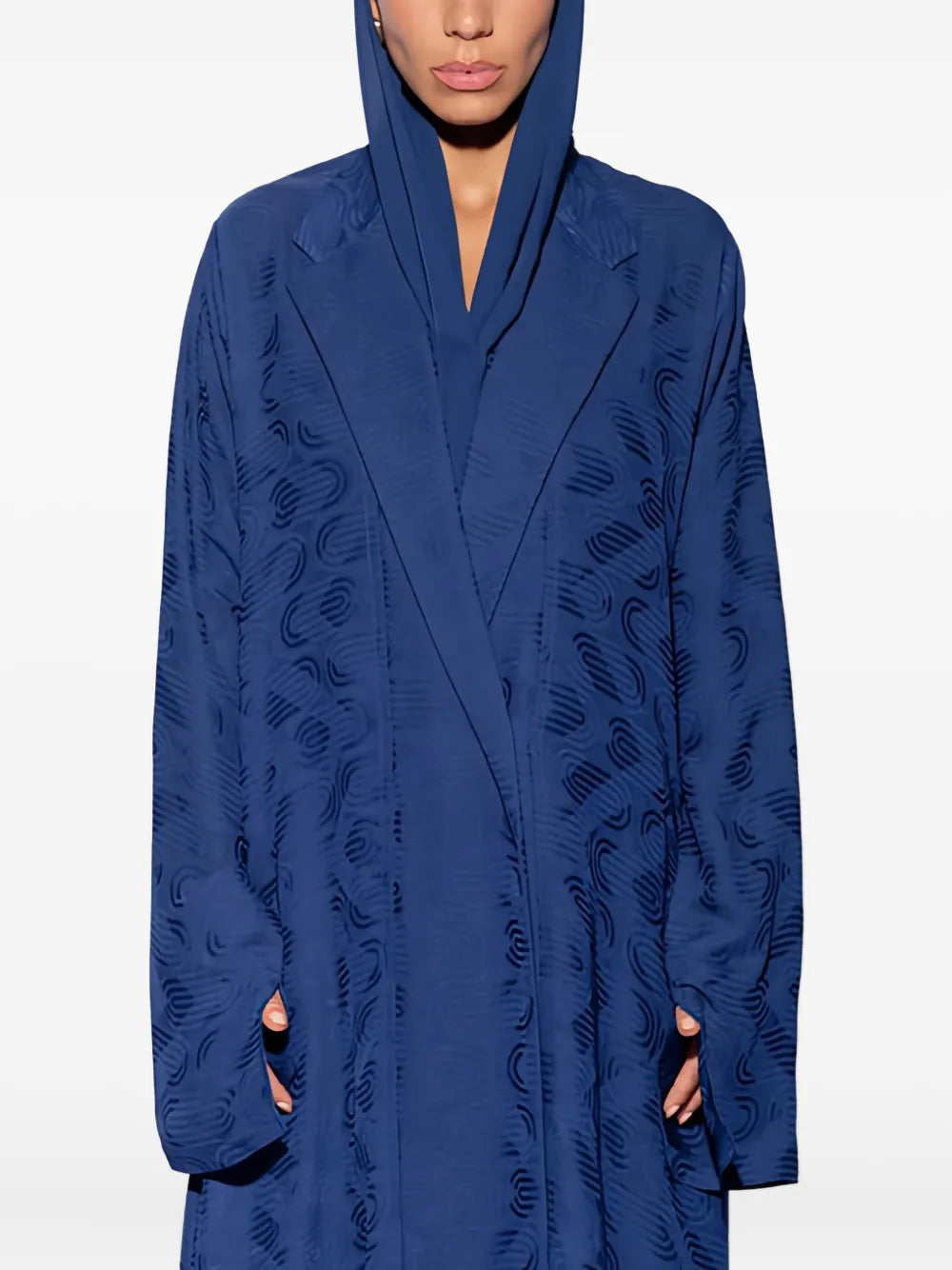 Harlienz Shawl Collar Patterned Maxi Dress