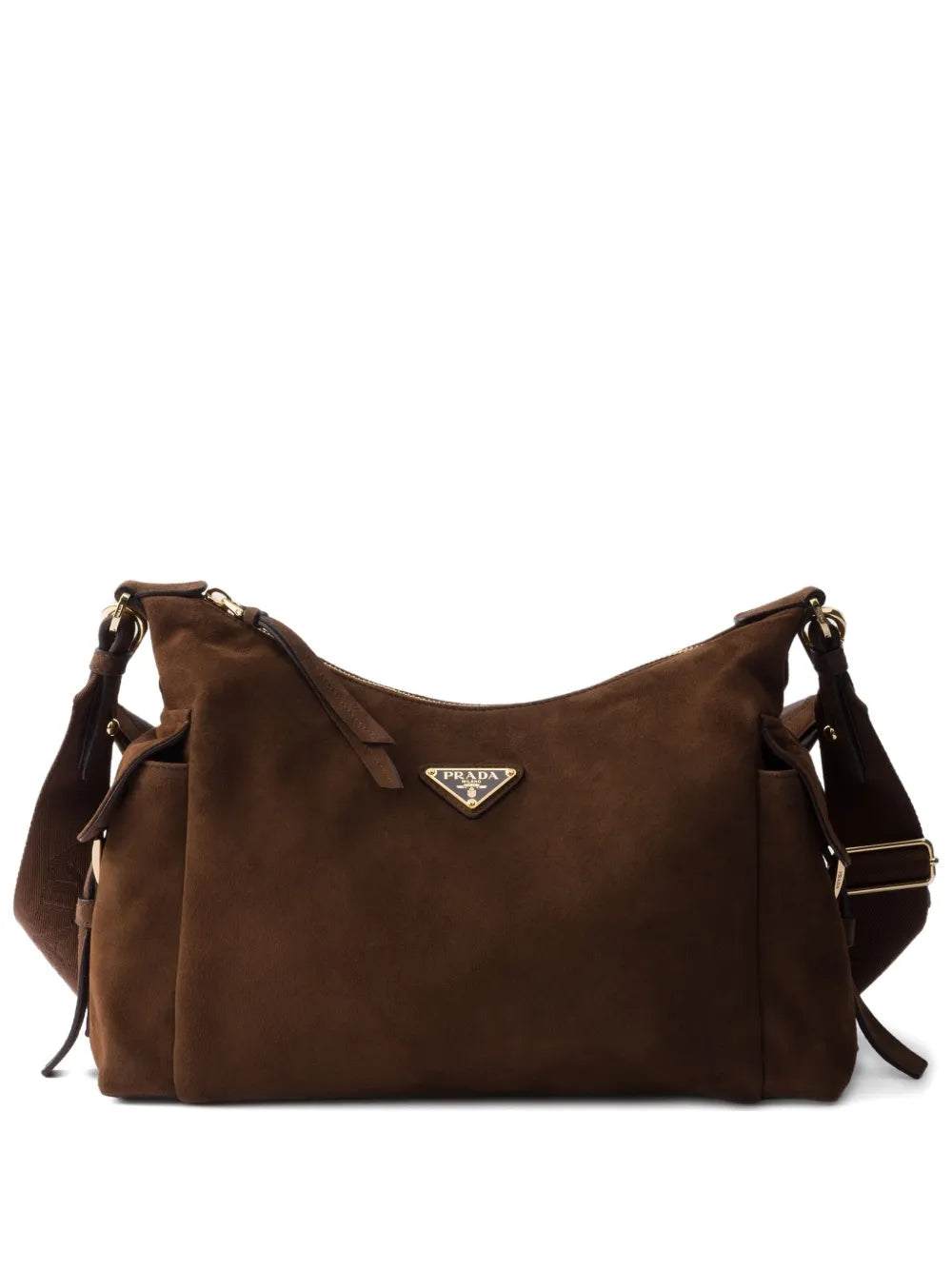 Prada Large Explore Suede Leather Shoulder Bag