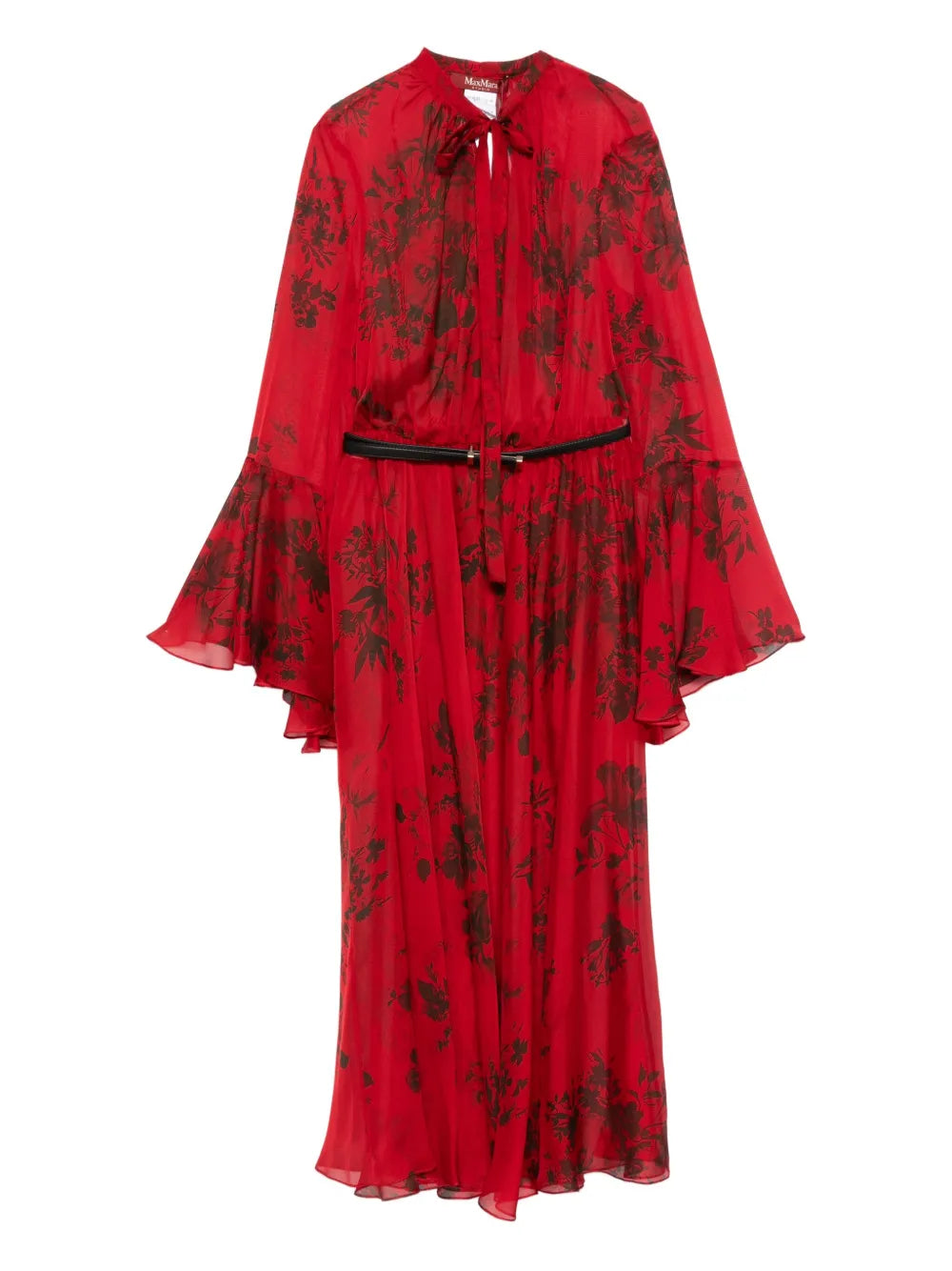 Max Mara Floral Print Belted Midi Dress