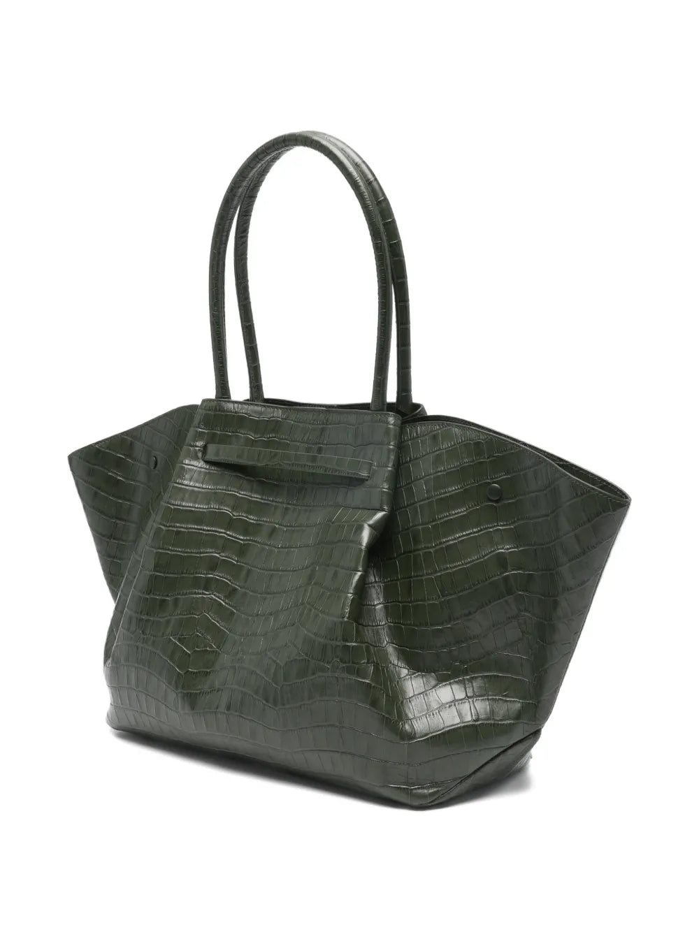 Demellier Crocodile Embossed Leather Shoulder Bag