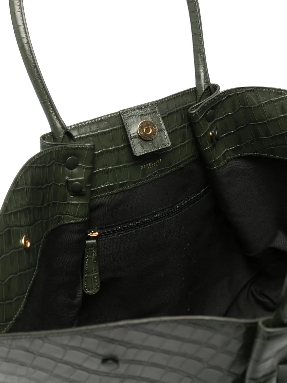 Demellier Crocodile Embossed Leather Shoulder Bag