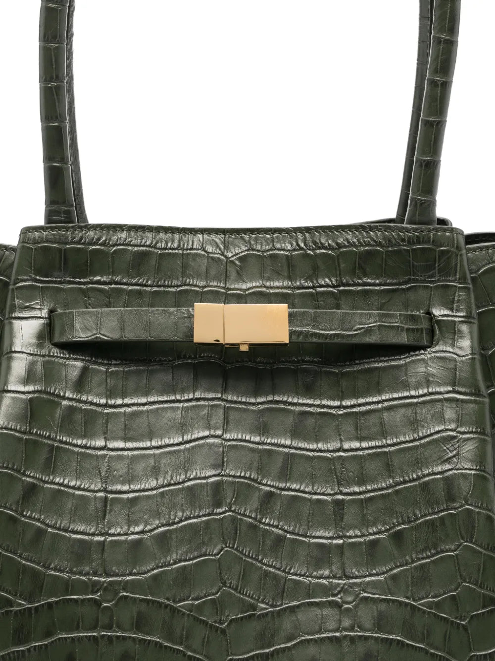 Demellier Crocodile Embossed Leather Shoulder Bag