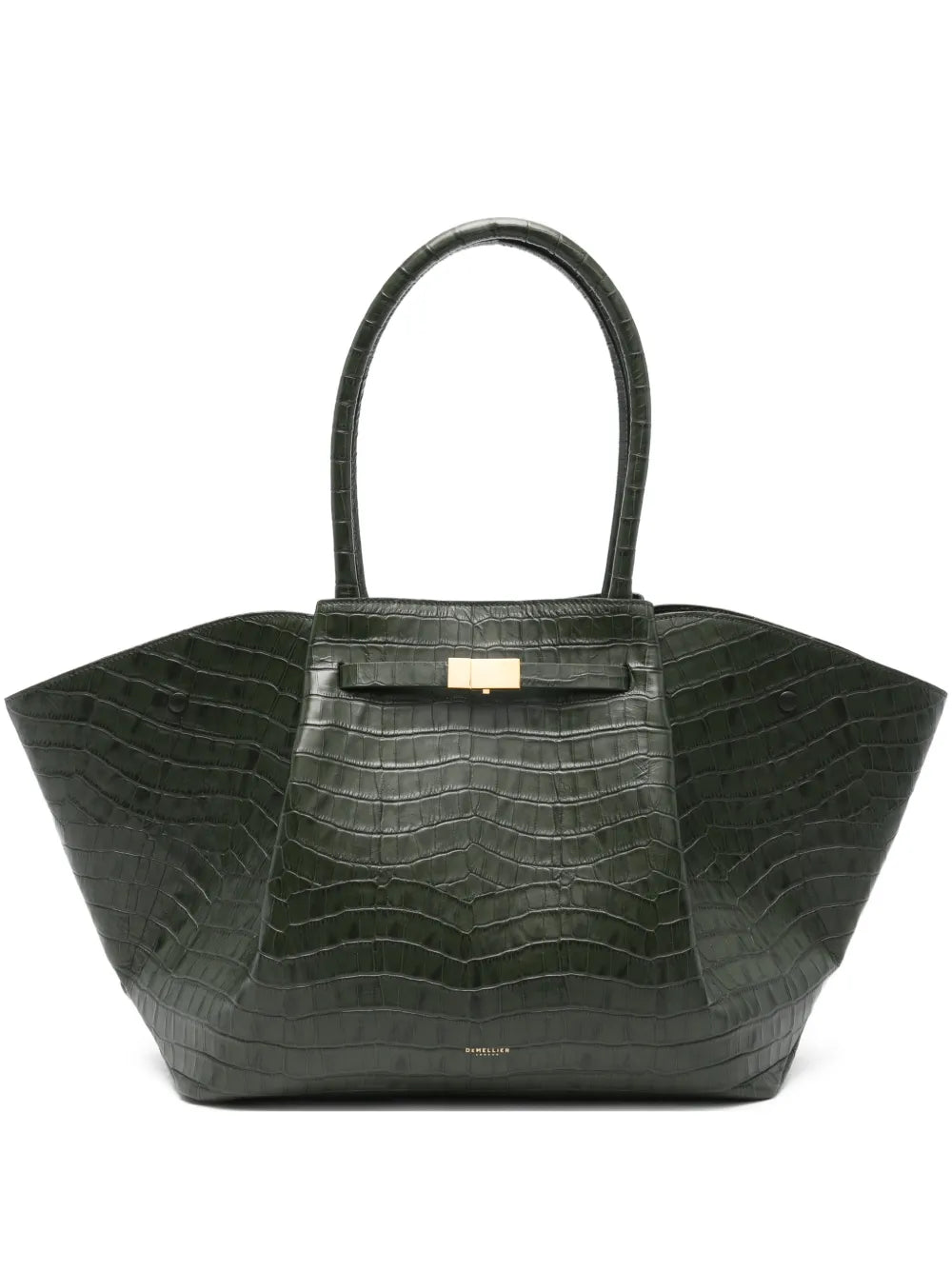 Demellier Crocodile Embossed Leather Shoulder Bag