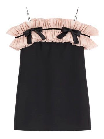 Valentino Garavani Crepe Couture Pleated Bow Mini Dress