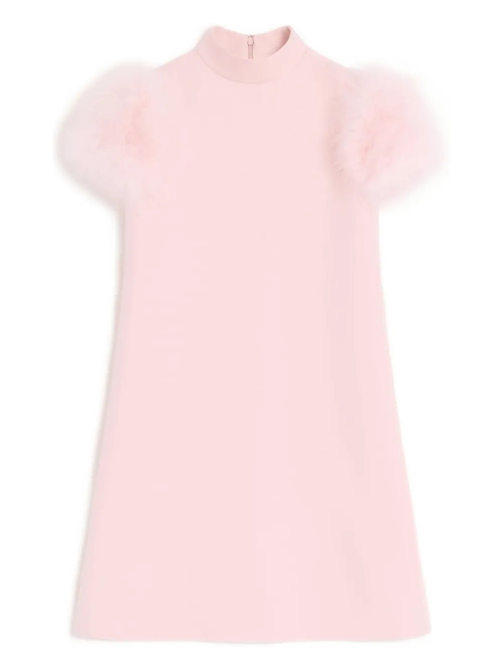 Valentino Garavani Crepe Couture Feathers Detail Mini Dress