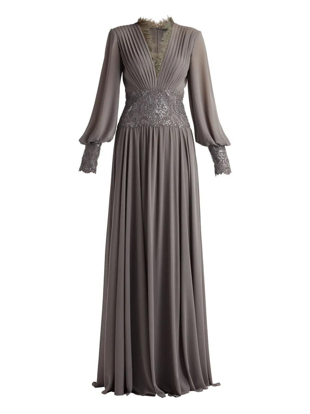 Tadashi Shoji Pleated V Neck Maxi Dress