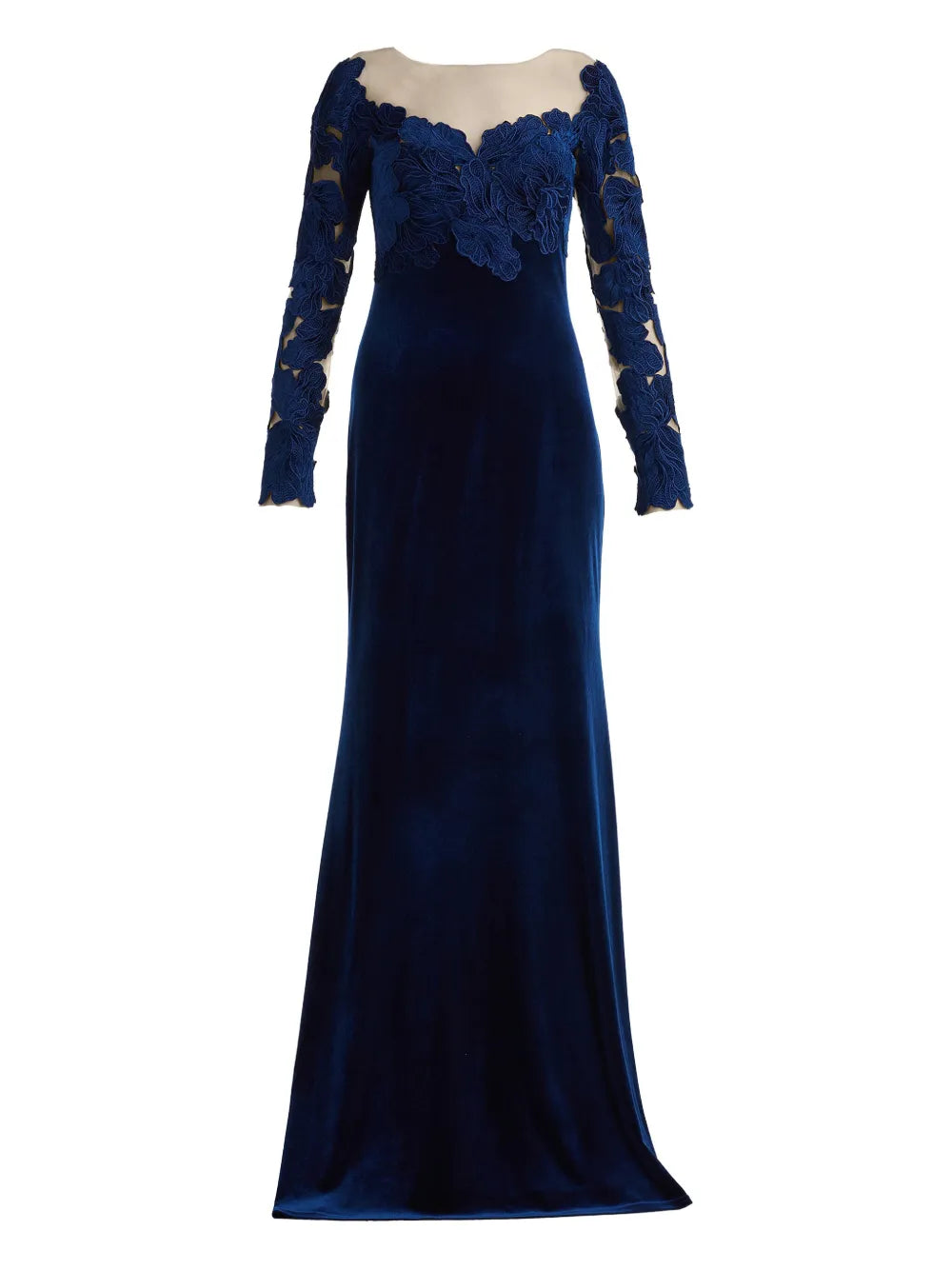 Tadashi Shoji Floral Details Long Sleeved Maxi Dress