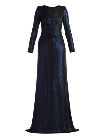 Tadashi Shoji Long Sleeve V Neck Maxi Dress