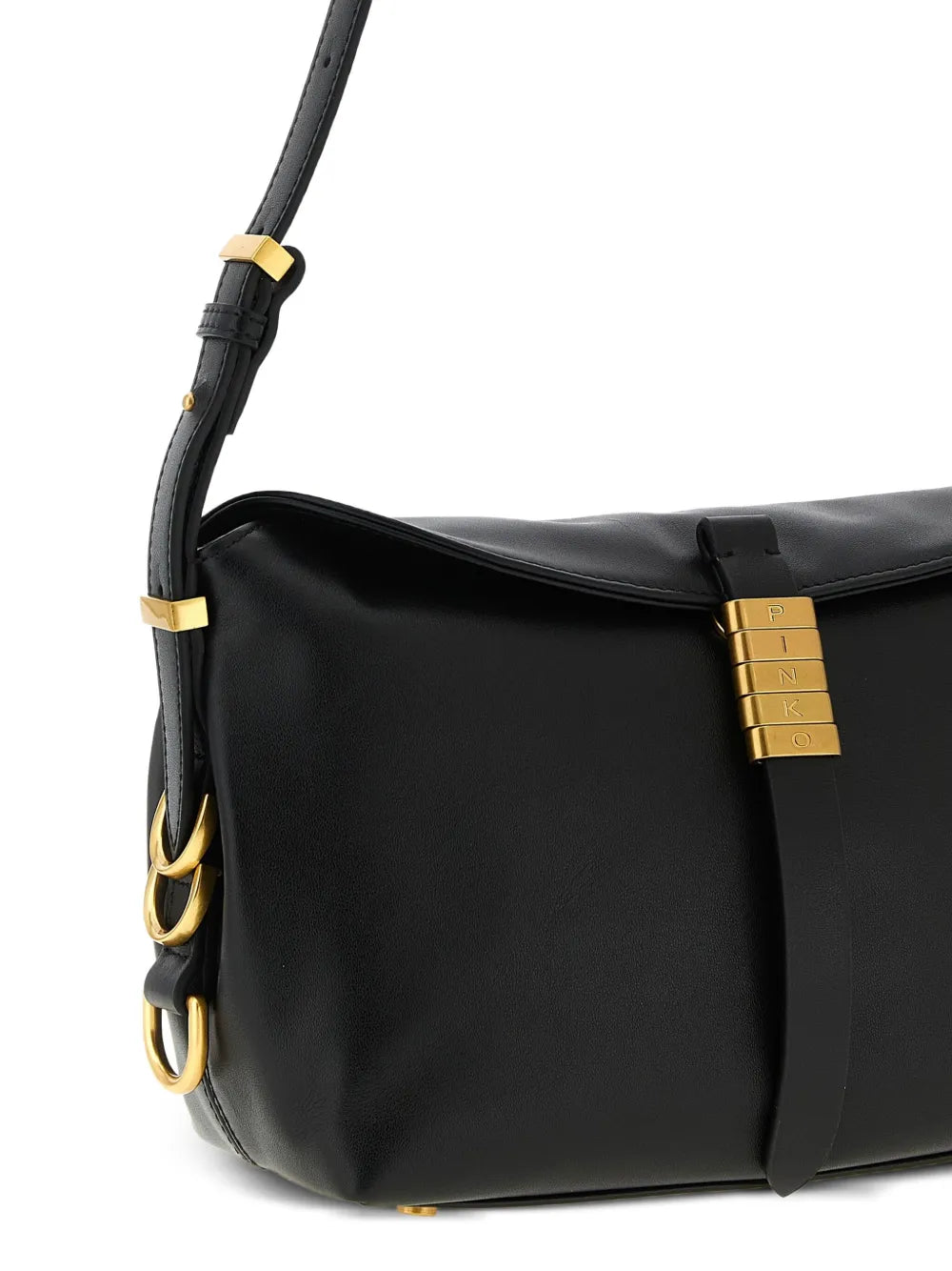Pinko Engraved Rings Saddle Shoulder Bag