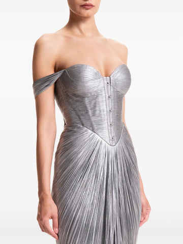 Maria Lucia Hohan Susie Off Shoulder Pleated Dress